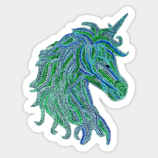 Mythical Unicorn - Green & Blue Sticker